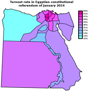 Map: Egypt 2014 constitutional referendum - Turnout by governorate